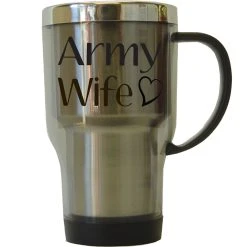 Coupon 🥰 Other Brands Army Wife 16 Oz. Travel Tumbler With Handle And Slide Lid 🤩