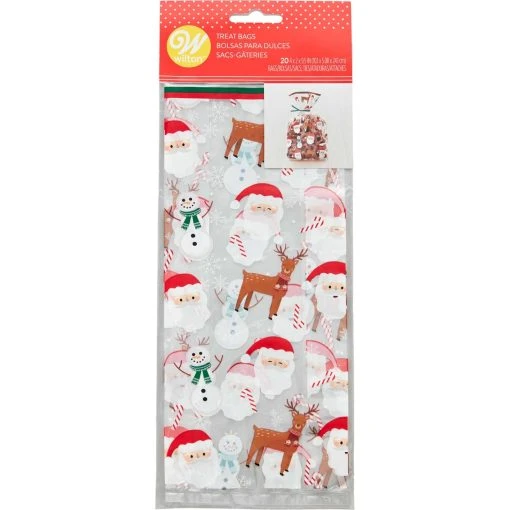 Outlet ✨ Wilton Clear Santa Claus Reindeer And Snowman ❤️ Christmas Treat Bags And Ties 20 Ct. 😀 -Aqua Trek Store unnamed file 1179
