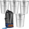 Budget ⌛ Wealers Stainless Steel Cup Tumbler Blue Bag Set 4 Pc. 👍